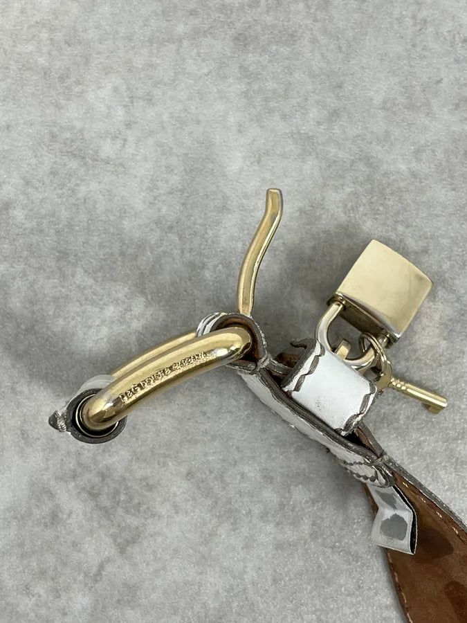 2000s Dolce & Gabbana Lock Buckle White Leather Belt lZTPQpb 5