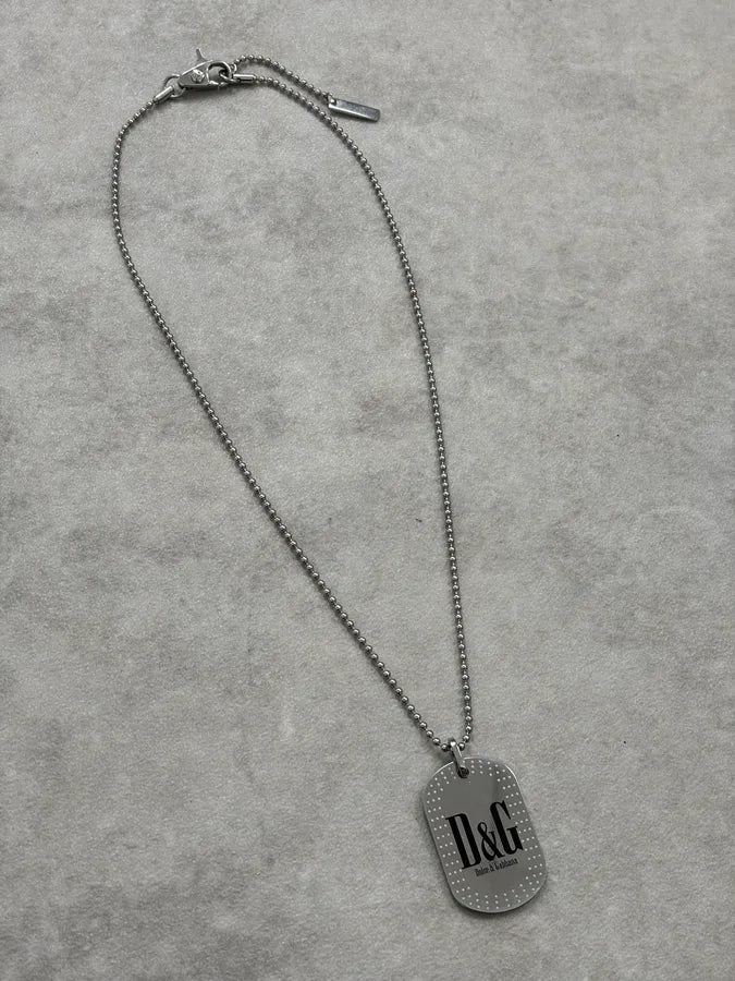 2000s Dolce & Gabbana Logo Dog Tag Necklace eUmlmtO 2