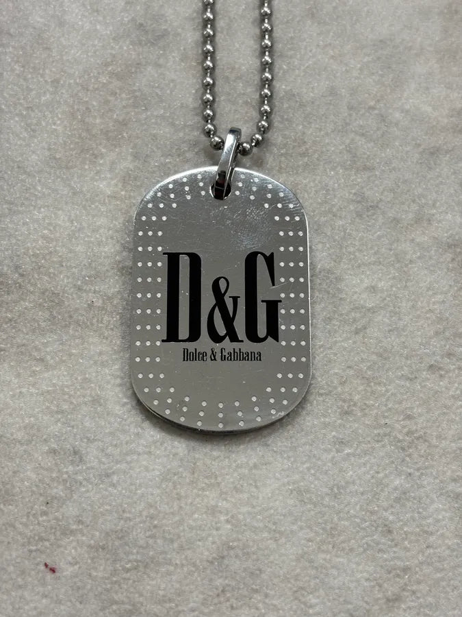 2000s Dolce & Gabbana Logo Dog Tag Necklace eUmlmtO 4