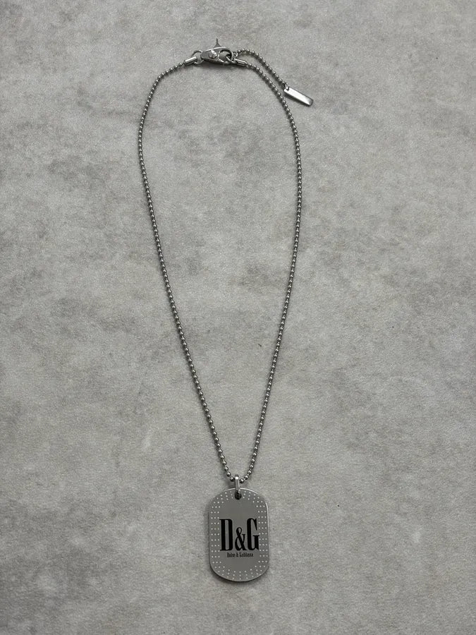 2000s Dolce & Gabbana Logo Dog Tag Necklace eUmlmtO 0