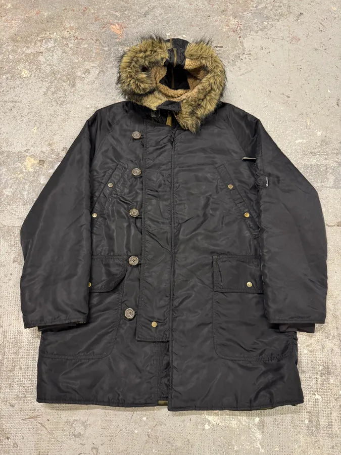 2000s Dolce & Gabbana Long Detachable Hood Black Bomber Jacket (L) vFGJyCJ 0