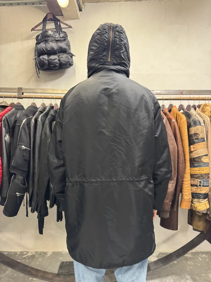 2000s Dolce & Gabbana Long Detachable Hood Black Bomber Jacket (L) vFGJyCJ 2