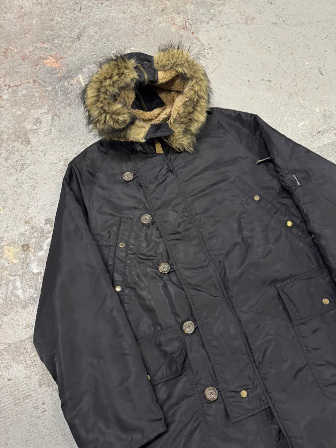 2000s Dolce & Gabbana Long Detachable Hood Black Bomber Jacket (L) vFGJyCJ 3