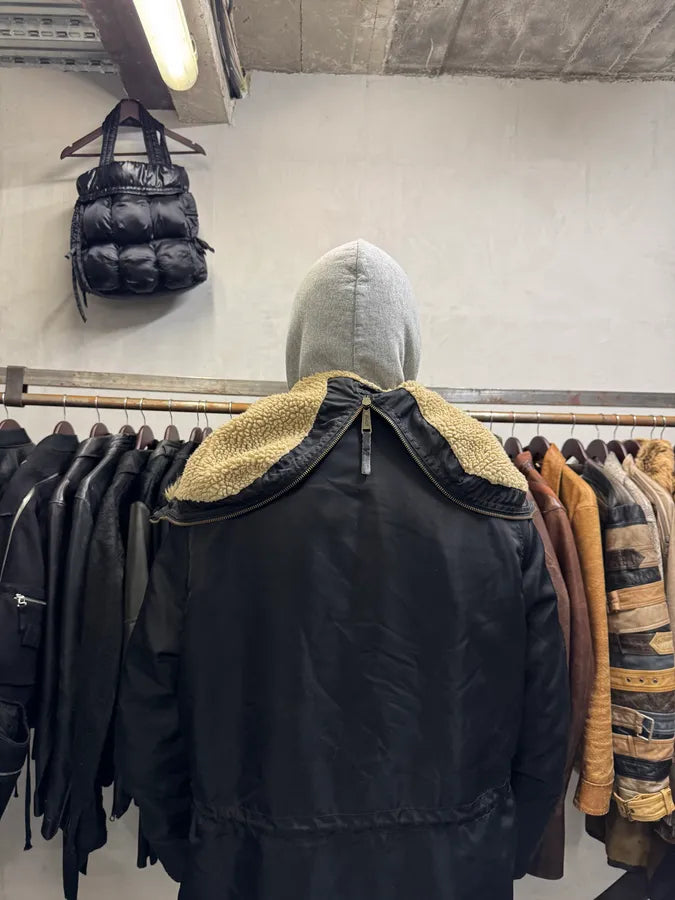 2000s Dolce & Gabbana Long Detachable Hood Black Bomber Jacket (L) vFGJyCJ 5