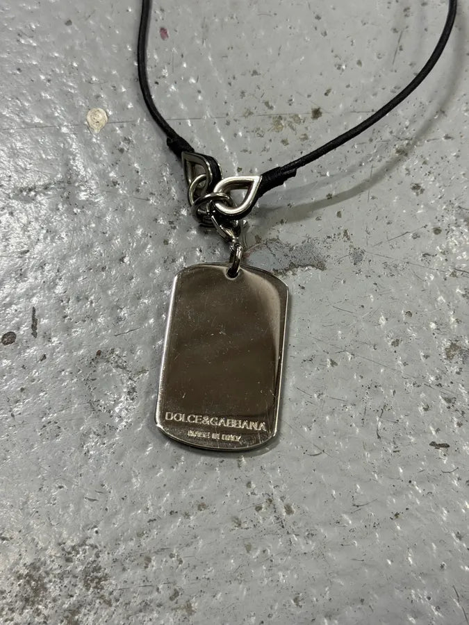 2000s Dolce & Gabbana Love Pave Dog Tag Necklace yaBHOqp 4