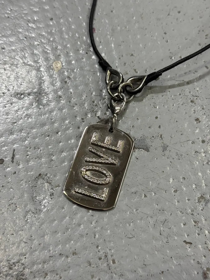 2000s Dolce & Gabbana Love Pave Dog Tag Necklace yaBHOqp 5