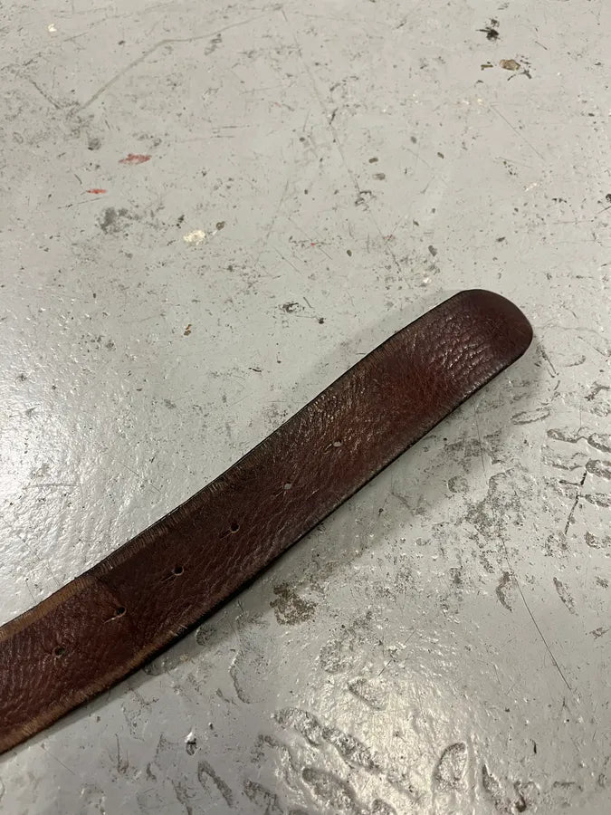 2000s Dolce & Gabbana Maria Ornament Buckle Brown Leather Belt IBUdCez 6