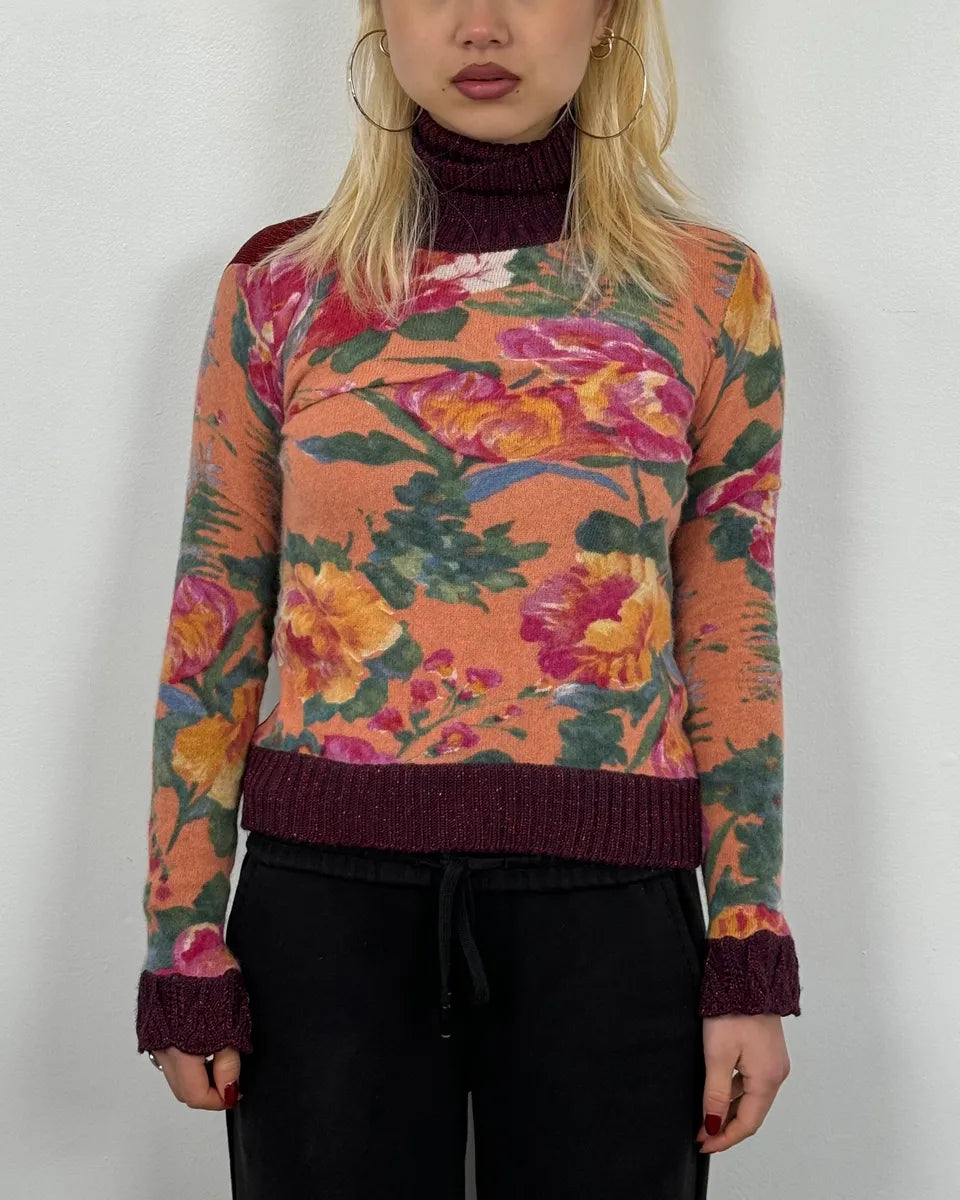 1990s Dolce & Gabbana Floral Turtleneck tHhJuzJ 1