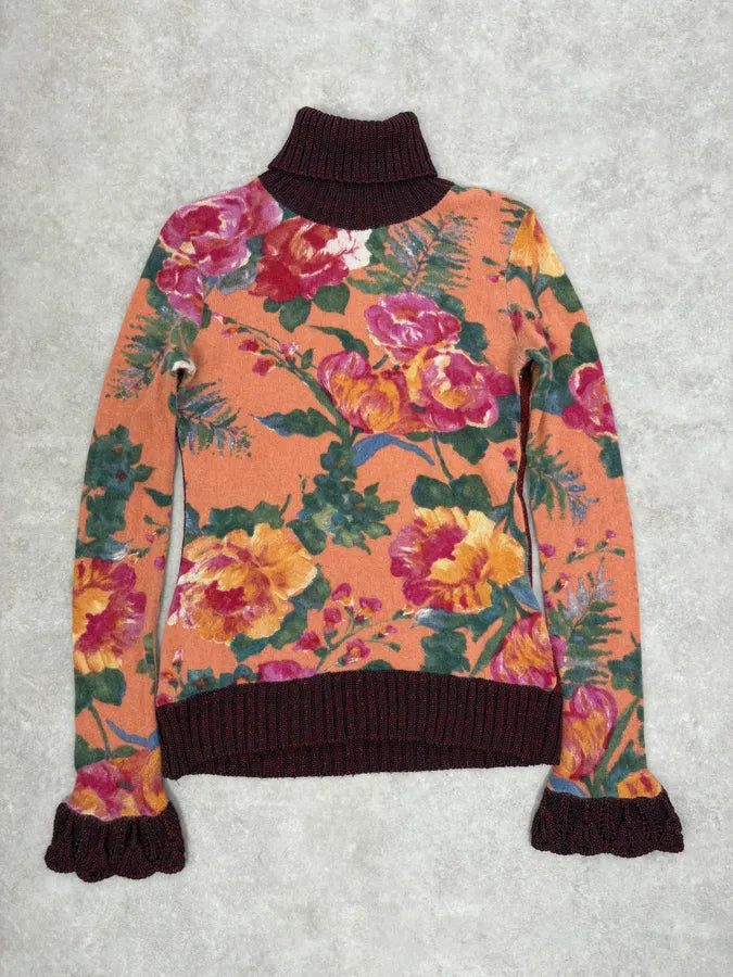 1990s Dolce & Gabbana Floral Turtleneck tHhJuzJ 0