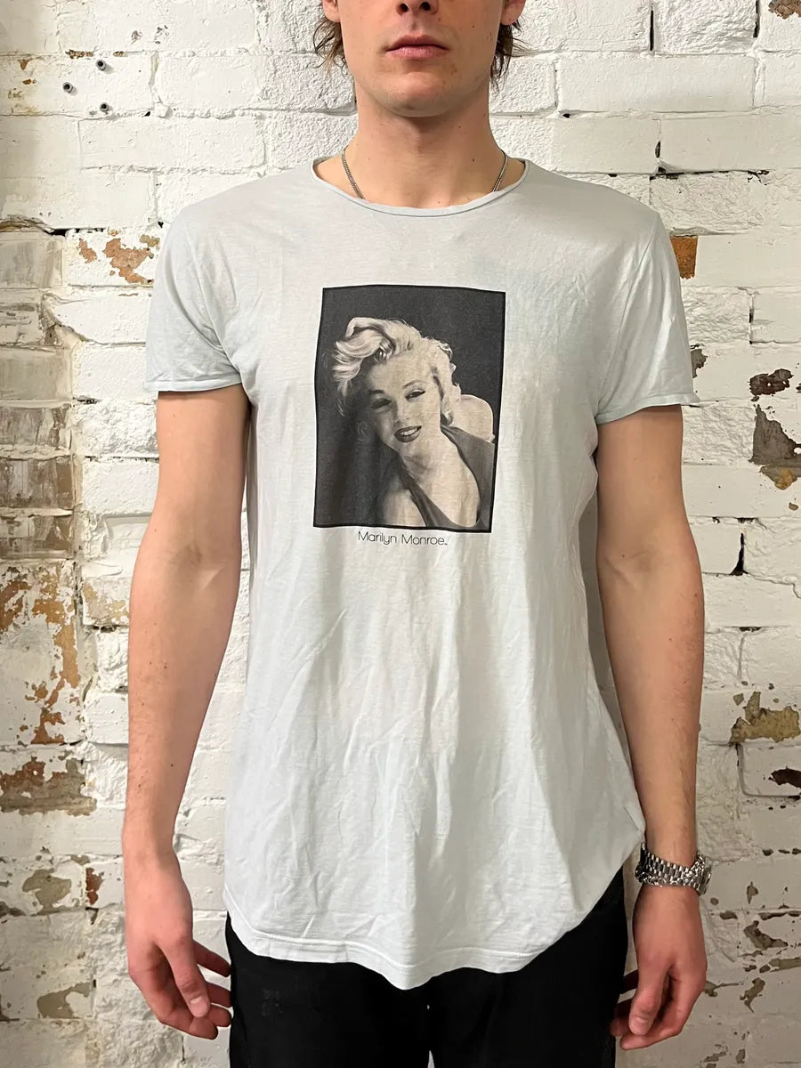 2000s Dolce & Gabbana Marylin Monroe Blue White T-Shirt mfrdVLB 0