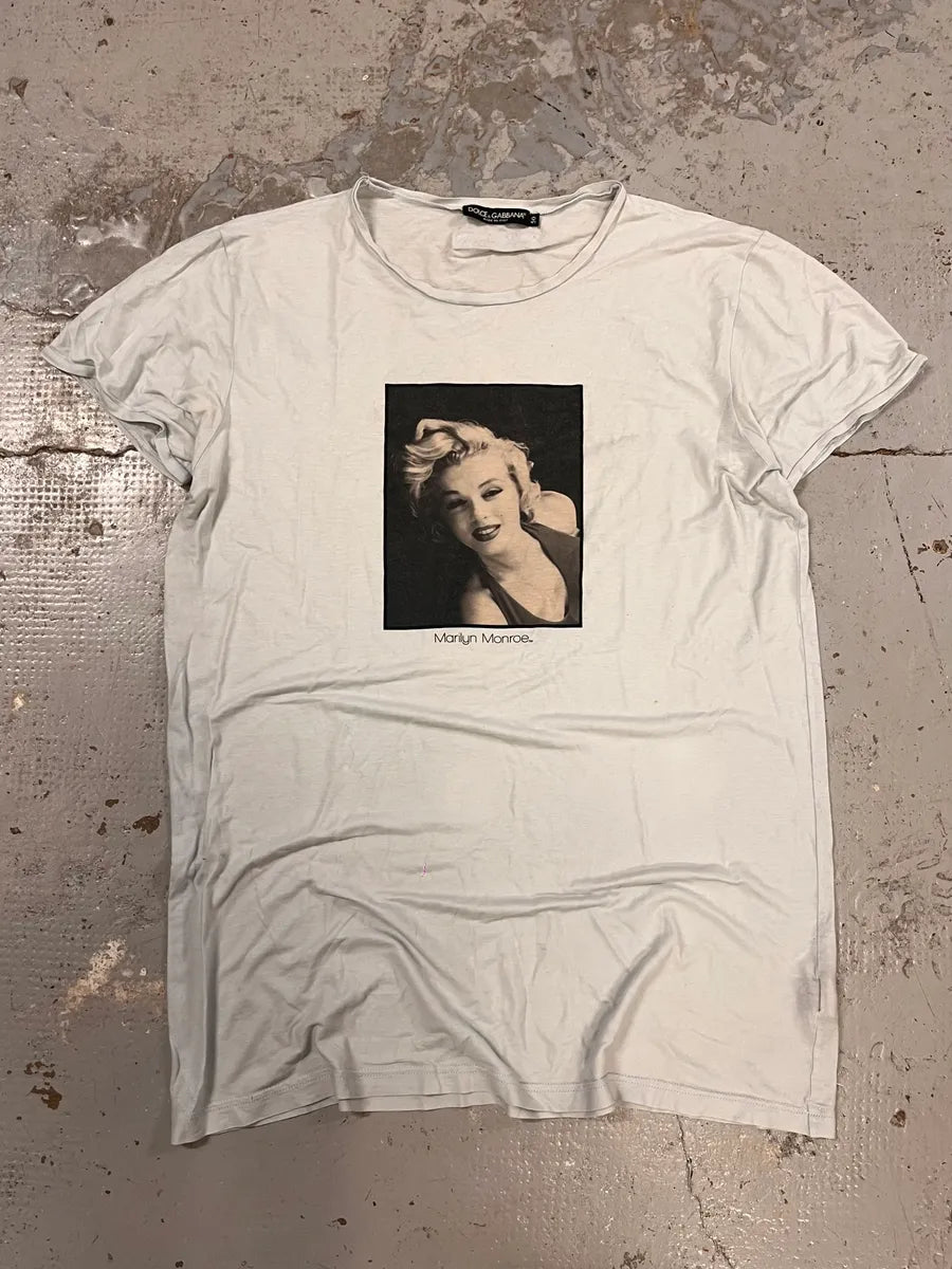 2000s Dolce & Gabbana Marylin Monroe Blue White T-Shirt mfrdVLB 1