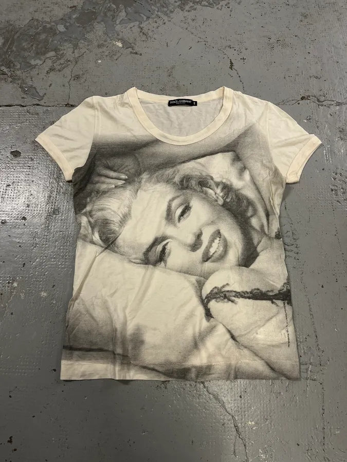 2000s Dolce & Gabbana Marylin Monroe White T-Shirt tllhaJu 0