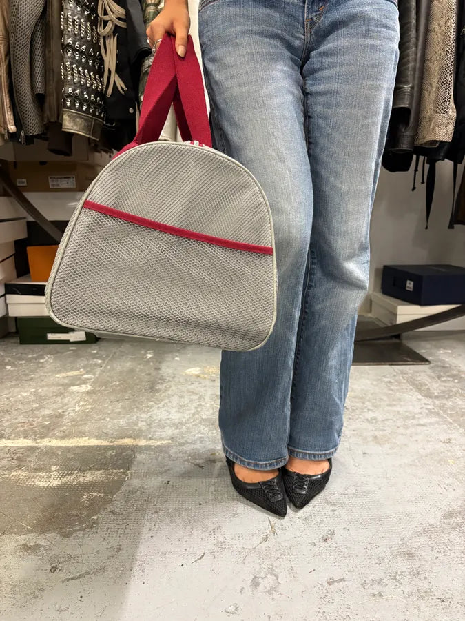 2000s Dolce & Gabbana Messenger Red Handle Grey Bag JmhIXdG 2