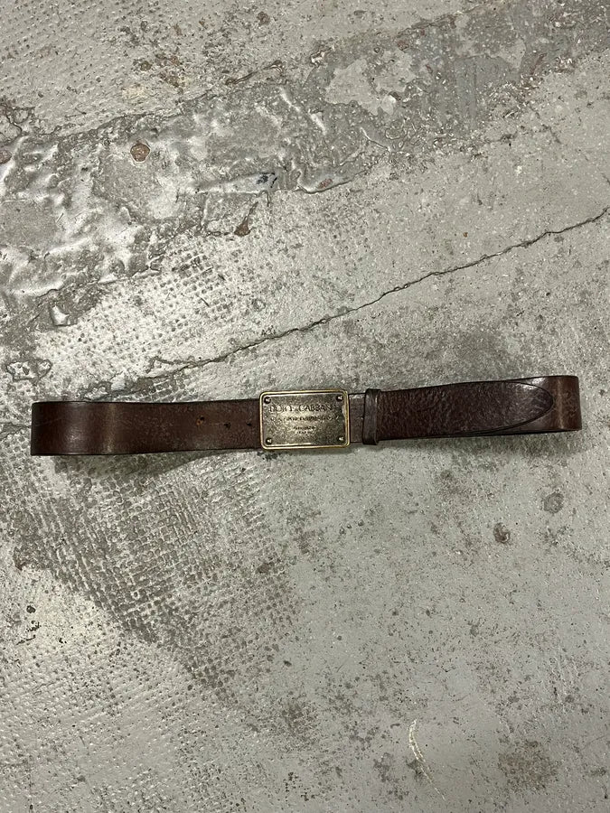 2000s Dolce & Gabbana Milano Buckle Brown Leather Belt jnzSIpN 3