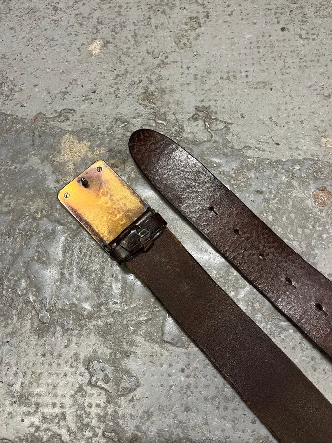 2000s Dolce & Gabbana Milano Buckle Brown Leather Belt jnzSIpN 4