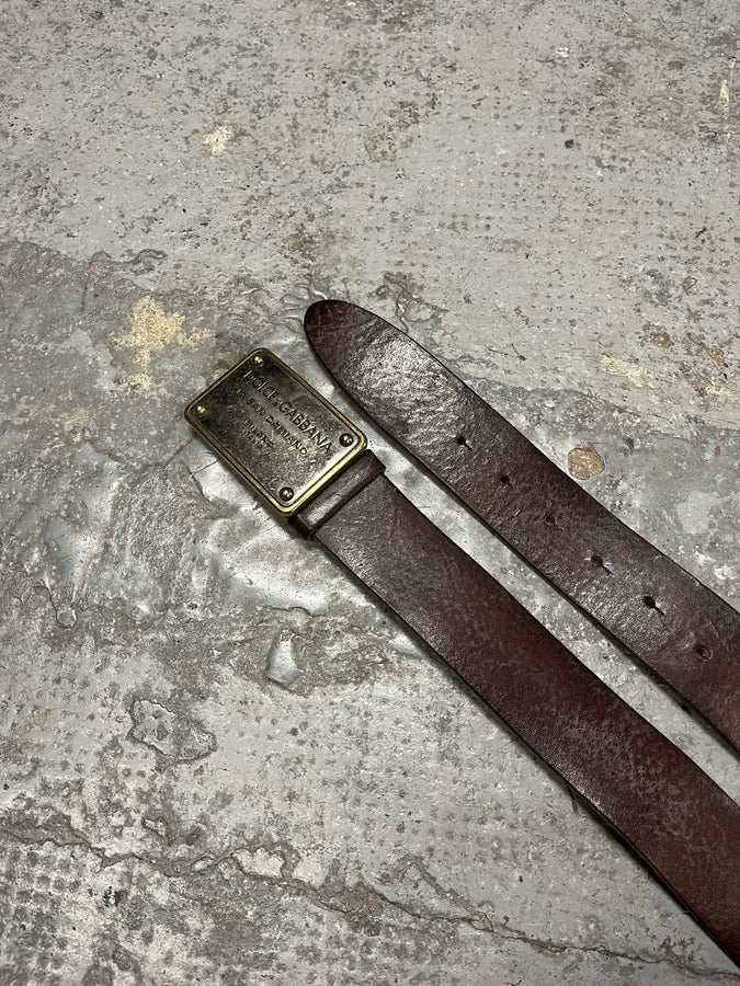 2000s Dolce & Gabbana Milano Buckle Brown Leather Belt jnzSIpN 2