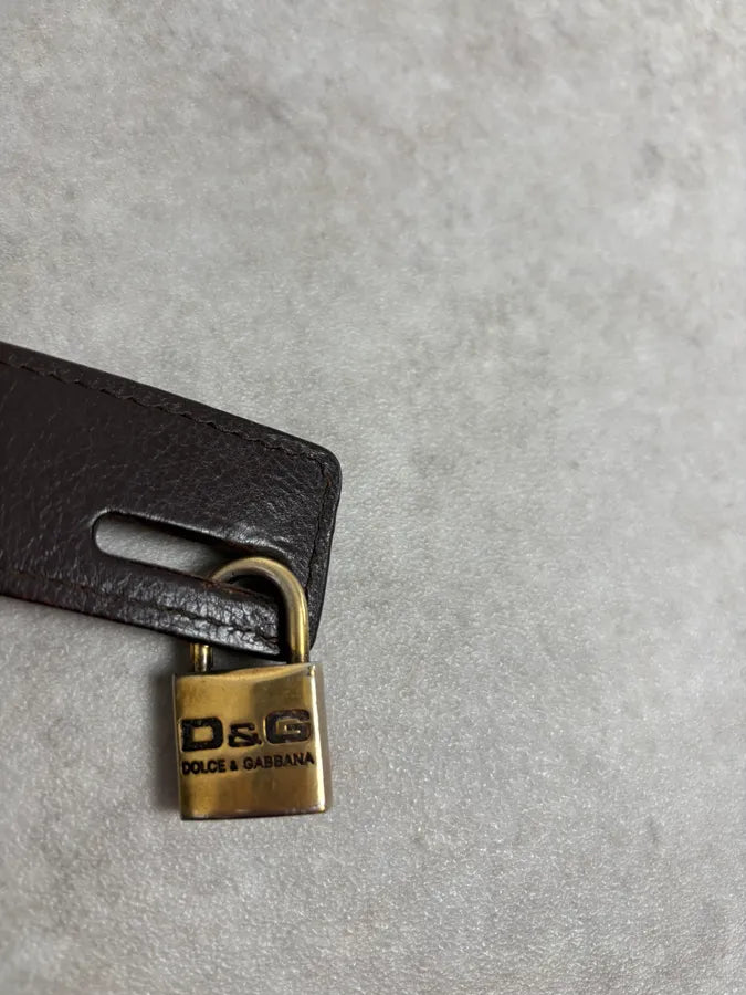 2000s Dolce & Gabbana Military Green Canvas & Brown Leather Shoulder Bag wlkusGR 6