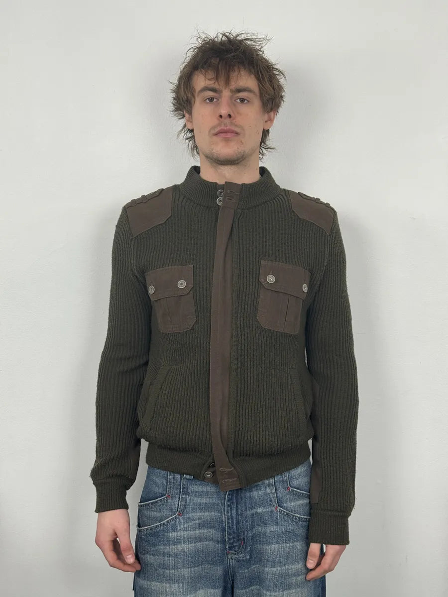 2000s Dolce & Gabbana Military Green Two Tone Cargo Zip-up Sweater heFEHXt 1