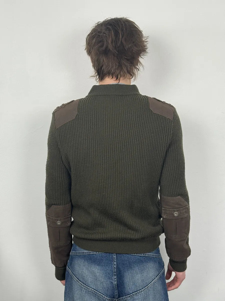 2000s Dolce & Gabbana Military Green Two Tone Cargo Zip-up Sweater heFEHXt 2