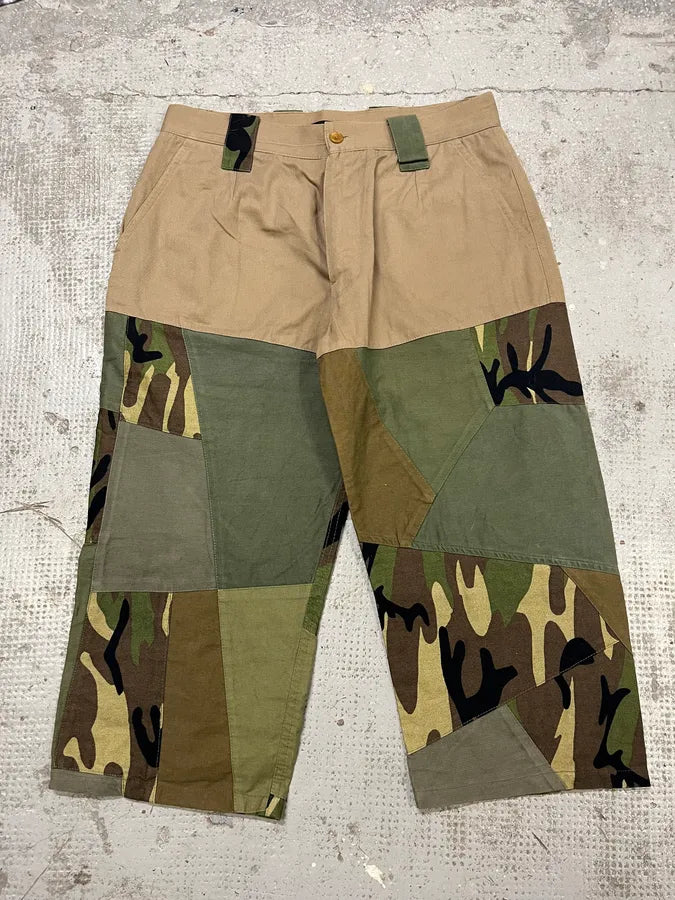 2000s Dolce & Gabbana Military Patchwork Khaki Short xiDQsjy 0