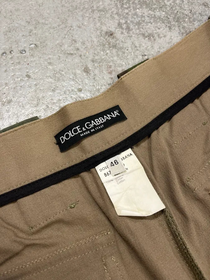 2000s Dolce & Gabbana Military Patchwork Khaki Short xiDQsjy 9