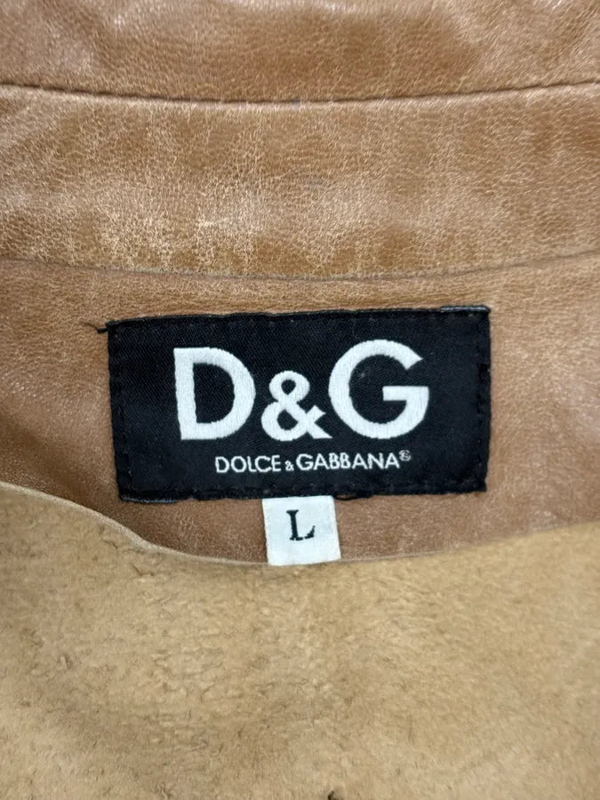 2000s Dolce & Gabbana Minimalist Beige Leather Jacket  wybdIss 10