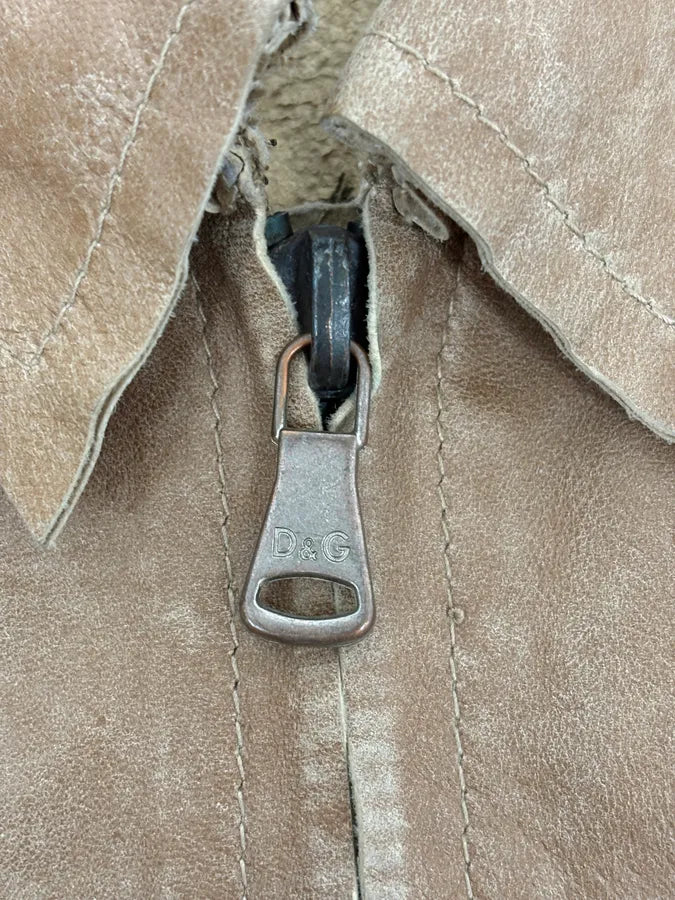 2000s Dolce & Gabbana Minimalist Beige Leather Jacket  wybdIss 8