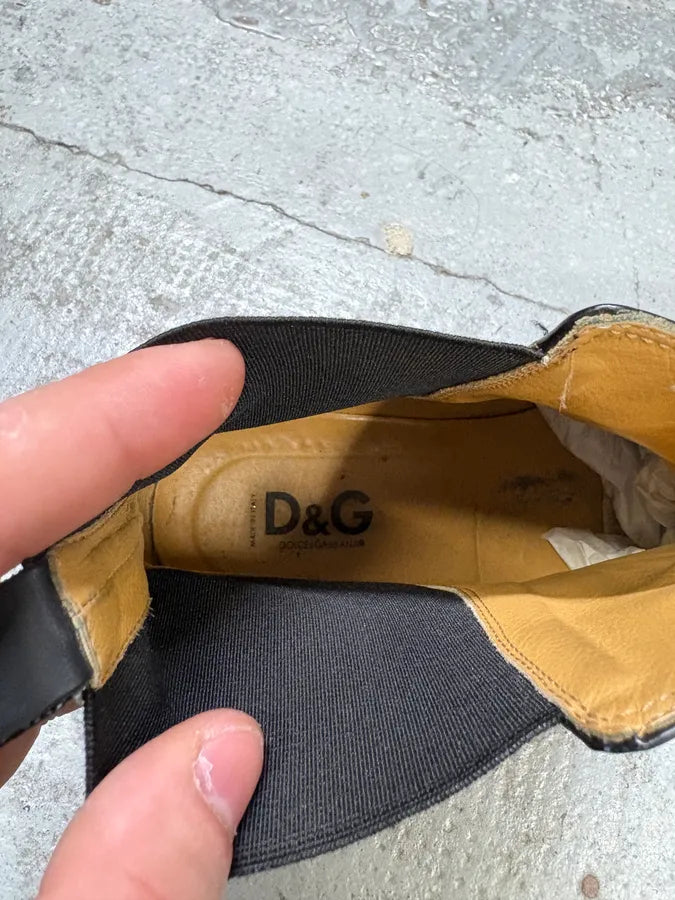 2000s Dolce & Gabbana Minimalist Black Leather Ankle Boots kJTWgfk 7
