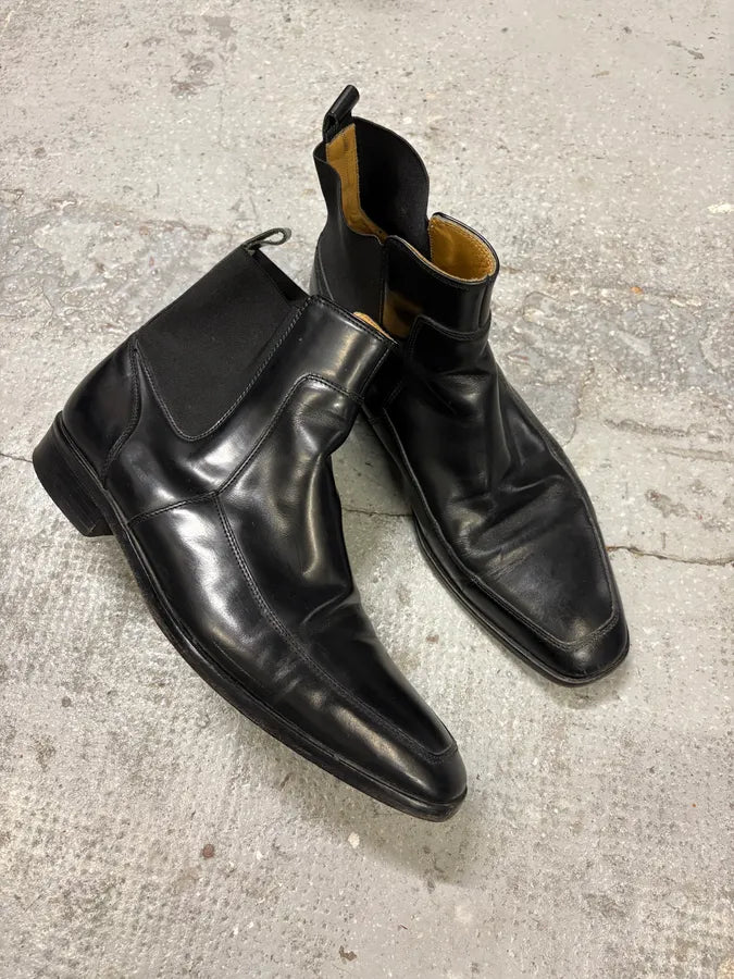 2000s Dolce & Gabbana Minimalist Black Leather Ankle Boots kJTWgfk 4