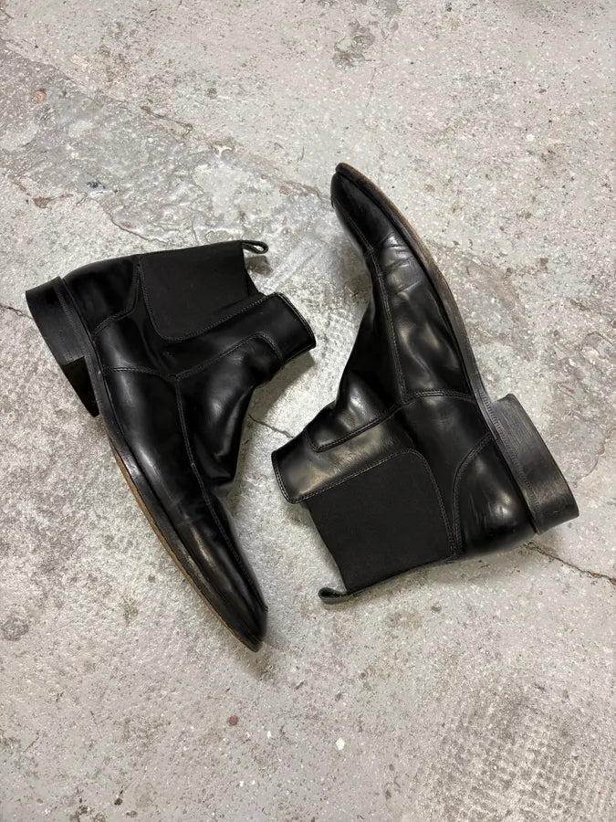 2000s Dolce & Gabbana Minimalist Black Leather Ankle Boots kJTWgfk 5