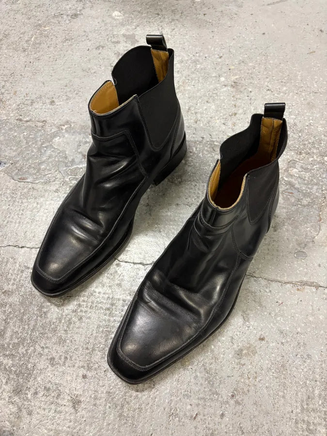 2000s Dolce & Gabbana Minimalist Black Leather Ankle Boots kJTWgfk 2