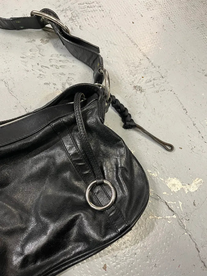 2000s Dolce & Gabbana Minimalist Black Leather Shoulder Bag xpEXNfg 3