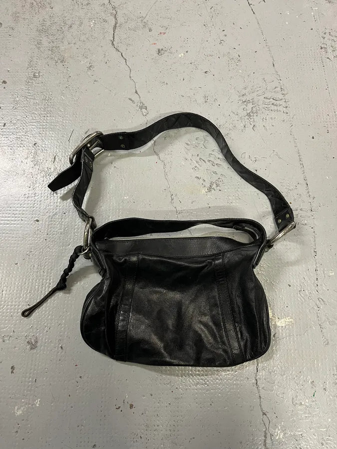 2000s Dolce & Gabbana Minimalist Black Leather Shoulder Bag xpEXNfg 5