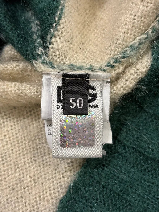 2000s Dolce & Gabbana Mohair Green & Beige Sweater AVGqkWP 7