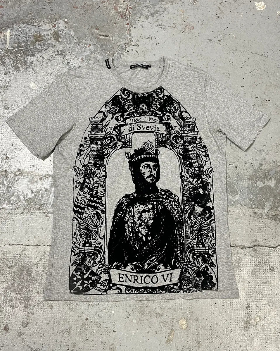 2000s Dolce & Gabbana Monarchy King Grey T-Shirt rGBQLZA 0