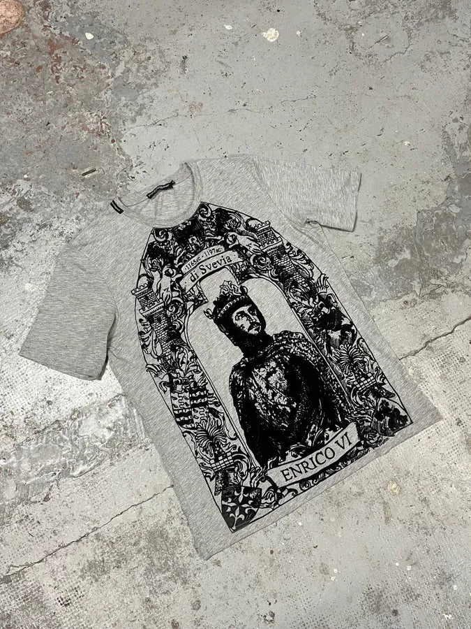 2000s Dolce & Gabbana Monarchy King Grey T-Shirt rGBQLZA 3
