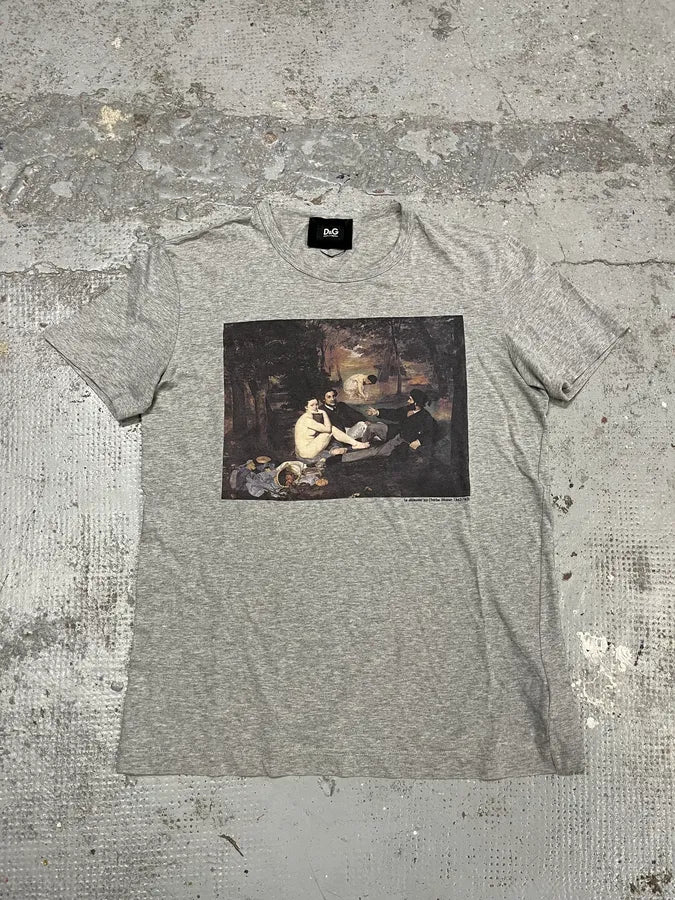 2000s Dolce & Gabbana Monet « Dejeuner » Grey T-Shirt jkXSPNi 0