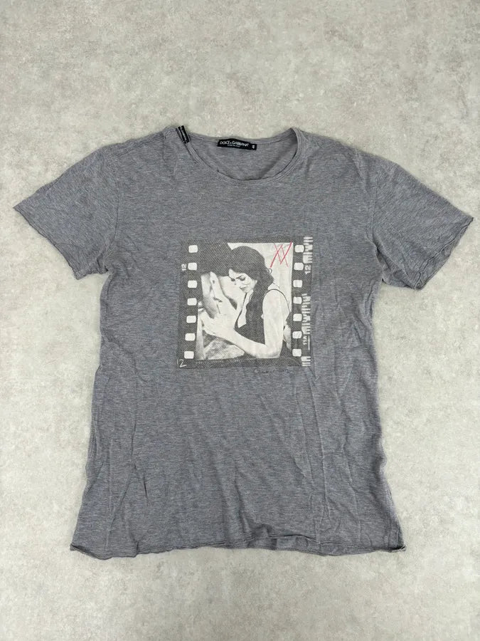 2000s Dolce & Gabbana Monica Belluci Cinema Grey T-Shirt lmLZccN 0