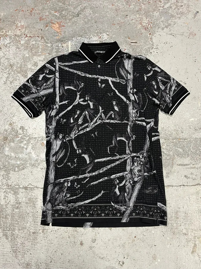 2010s Dolce & Gabbana Monkey Tree Black Polo yQDUTAQ 0