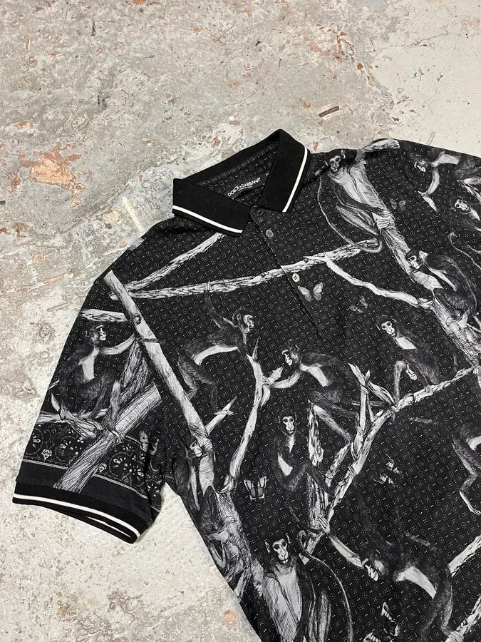 2010s Dolce & Gabbana Monkey Tree Black Polo yQDUTAQ 4