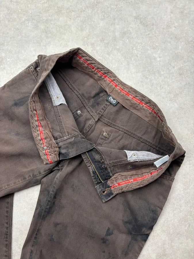 AW2005 Dolce & Gabbana Mottled Brown Tye Dye Denim Jeans  FaYgfvY 8