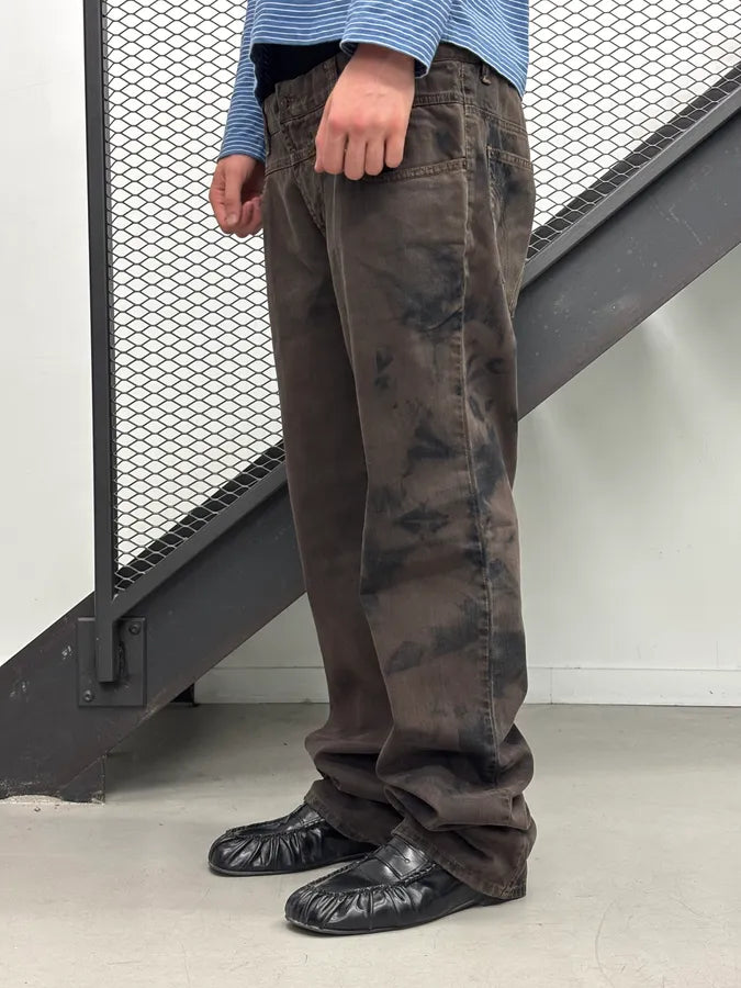 AW2005 Dolce & Gabbana Mottled Brown Tye Dye Denim Jeans  FaYgfvY 2