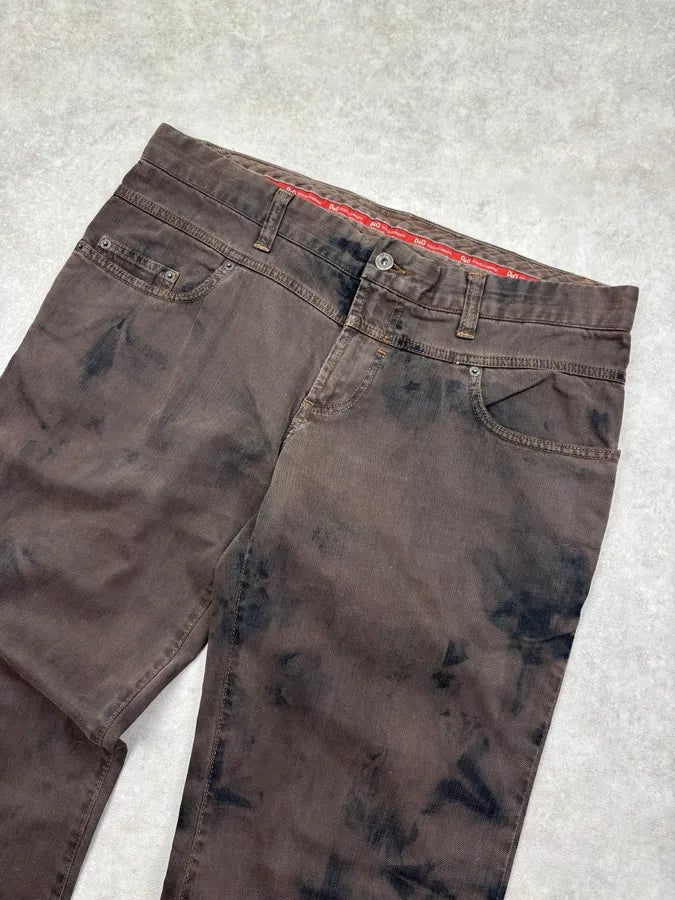 AW2005 Dolce & Gabbana Mottled Brown Tye Dye Denim Jeans  FaYgfvY 4