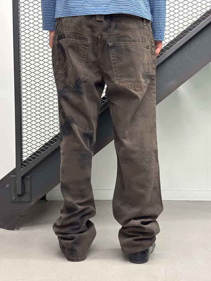 AW2005 Dolce & Gabbana Mottled Brown Tye Dye Denim Jeans  FaYgfvY 3