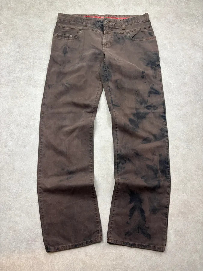 AW2005 Dolce & Gabbana Mottled Brown Tye Dye Denim Jeans  FaYgfvY 0