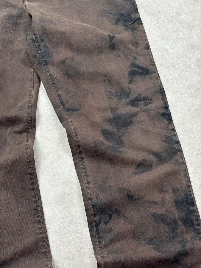 AW2005 Dolce & Gabbana Mottled Brown Tye Dye Denim Jeans  FaYgfvY 9