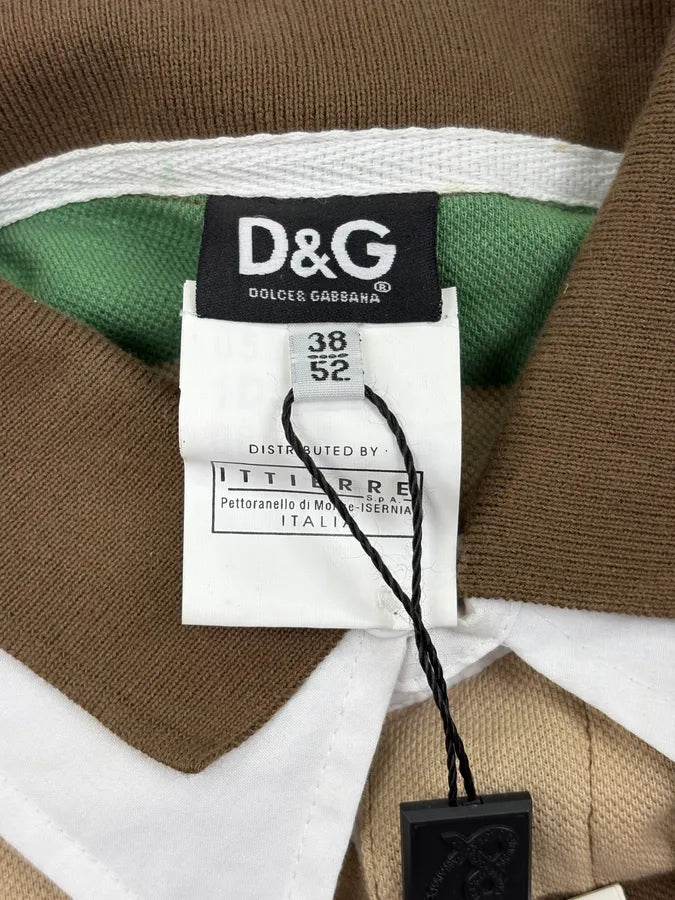 SS2005 Dolce & Gabbana Multi-Color Forest Striped Polo Longsleeve ieJthZB 8