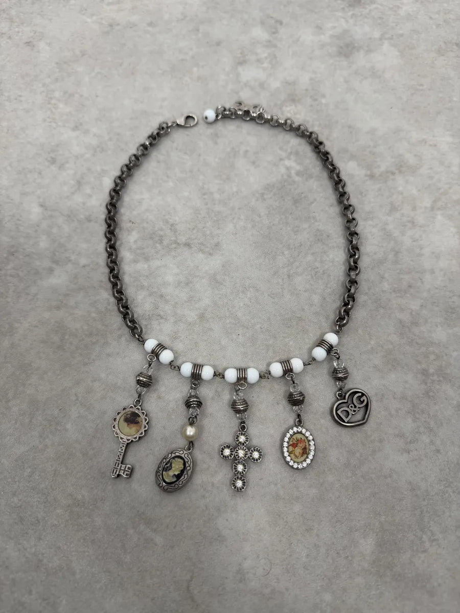 2000s Dolce & Gabbana Multi Pendants Pearl Cross Necklace UGMVtSN 0