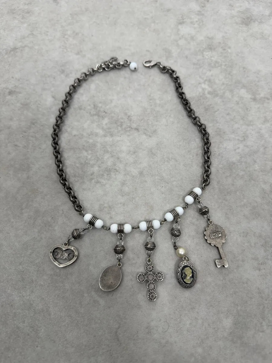 2000s Dolce & Gabbana Multi Pendants Pearl Cross Necklace UGMVtSN 1