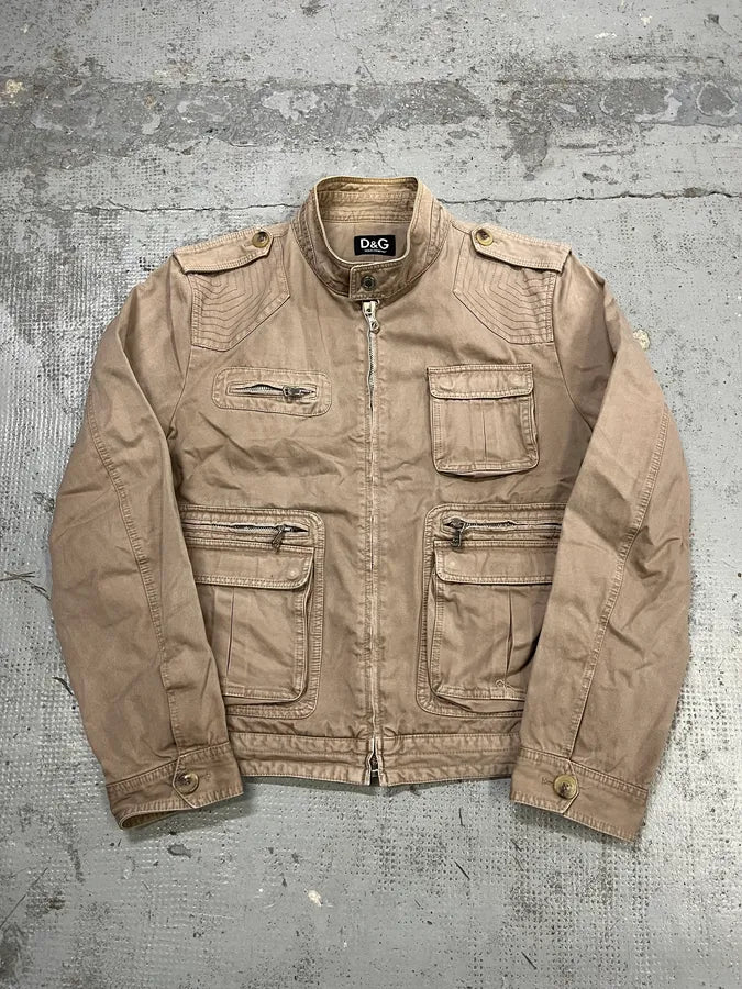 2000s Dolce & Gabbana Multi-Pocket Beige Cargo Jacket JCMZjzM 0